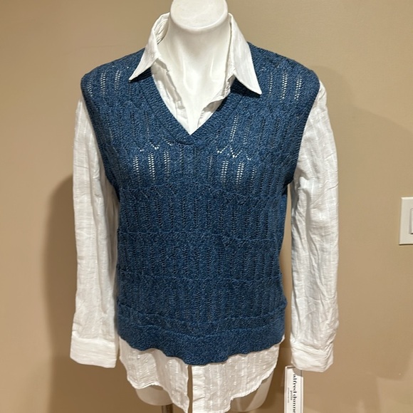 Alfred Dunner Blue V-Neck Sweater - Picture 4 of 6